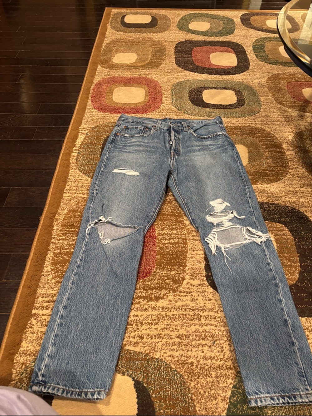 Levi's Light Blue Distressed Straight-Leg Jeans